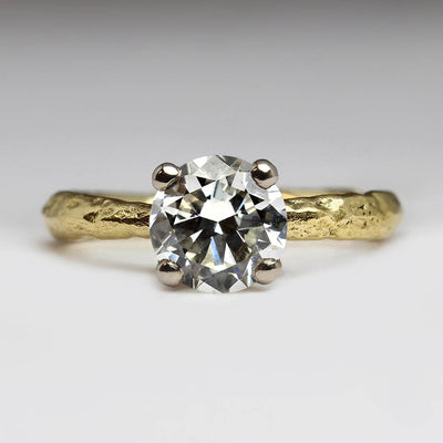 Sandcast Engagement Ring in Heirloom 18ct Yellow Gold & Own 6.3mm Diamond