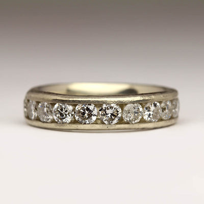 Sandcast Eternity Ring in 9ct White Gold Using Own Diamonds
