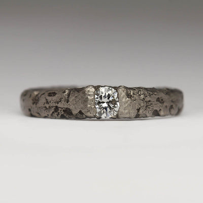 Sandcast Extra Texture Palladium Ring with White Diamond