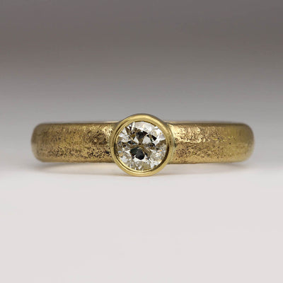 Sandcast Ring Made From Heirloom Gold and Diamond
