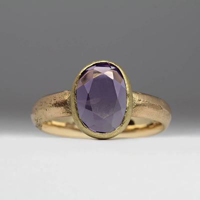 Sandcast Ring Made From Heirloom Gold and Own Amethyst