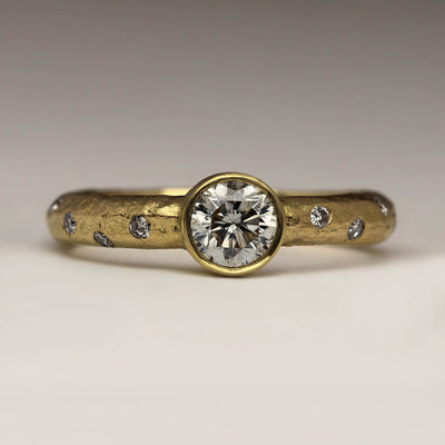 Sandcast Ring in Heirloom 18ct Yellow Gold with Own Diamonds