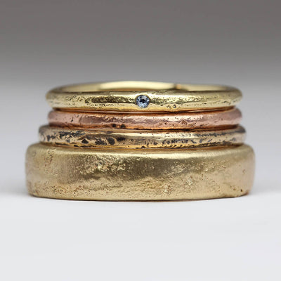 Sandcast Set of 9ct & 18ct Gold Rings with Montana Sapphire