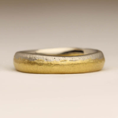 Sandcast Two-Tone Rings in Platinum and 18ct Yellow Gold
