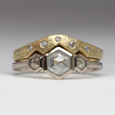Sandcast Wedding Bands Made From Heirloom Materials & Shaped to Fit Engagement Ring