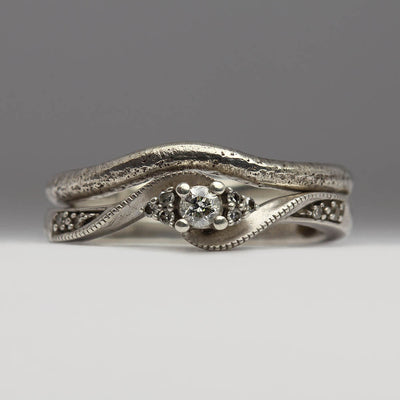 Shaped Silver Sandcast Wedding Ring