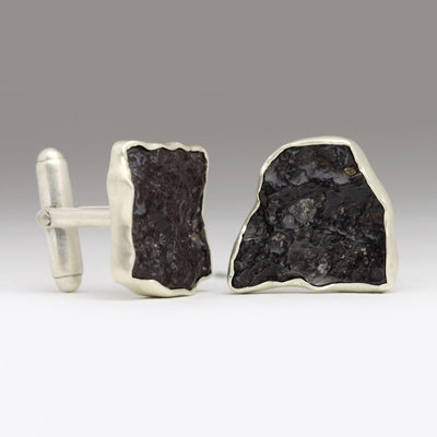 Silver and Meteorite Cufflinks