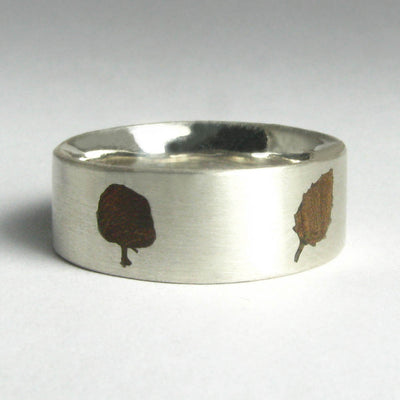 Tree and Leaf Ring in Silver