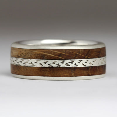 Silver and Oak Plait Ring
