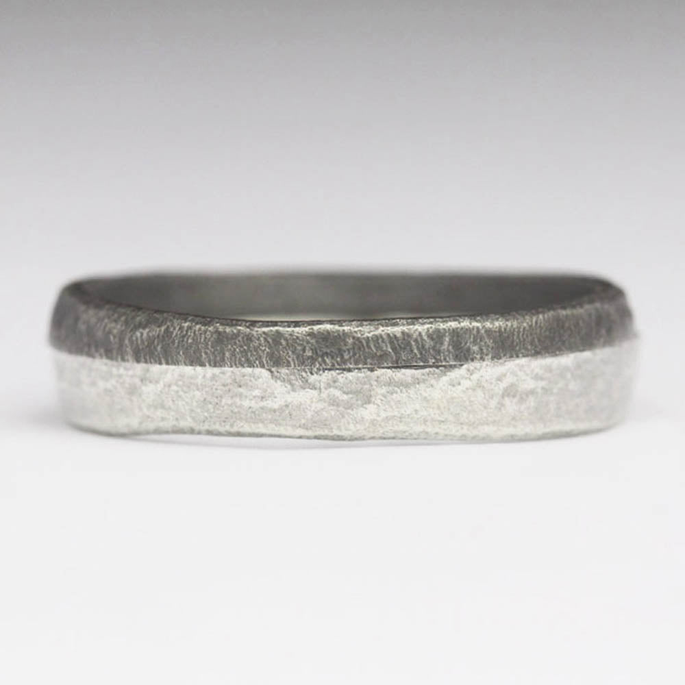 Silver and Oxidised Silver Sandcast Ring – Justin Duance