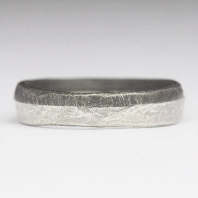 Silver and Oxidised Silver Sandcast Ring