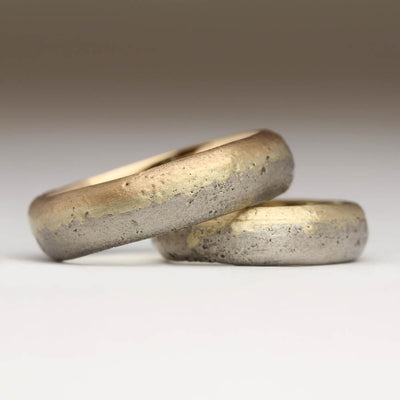 Two-Tone Palladium and 9ct Yellow Gold Sandcast Wedding Rings