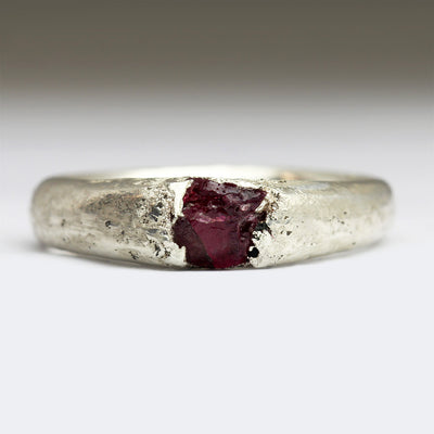 Sandcast Silver Rough Ruby Ring