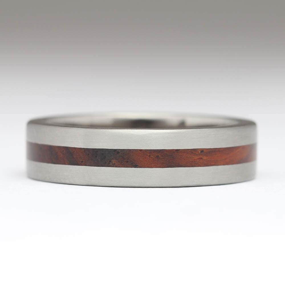 R6 6mm Titanium Ebony Wood Inlay Ring - Size T – Justin Duance