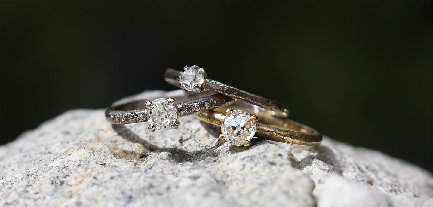 Lab Created Diamond & Natural Vintage Diamond Engagement Rings — Antique  Jewelry Mall